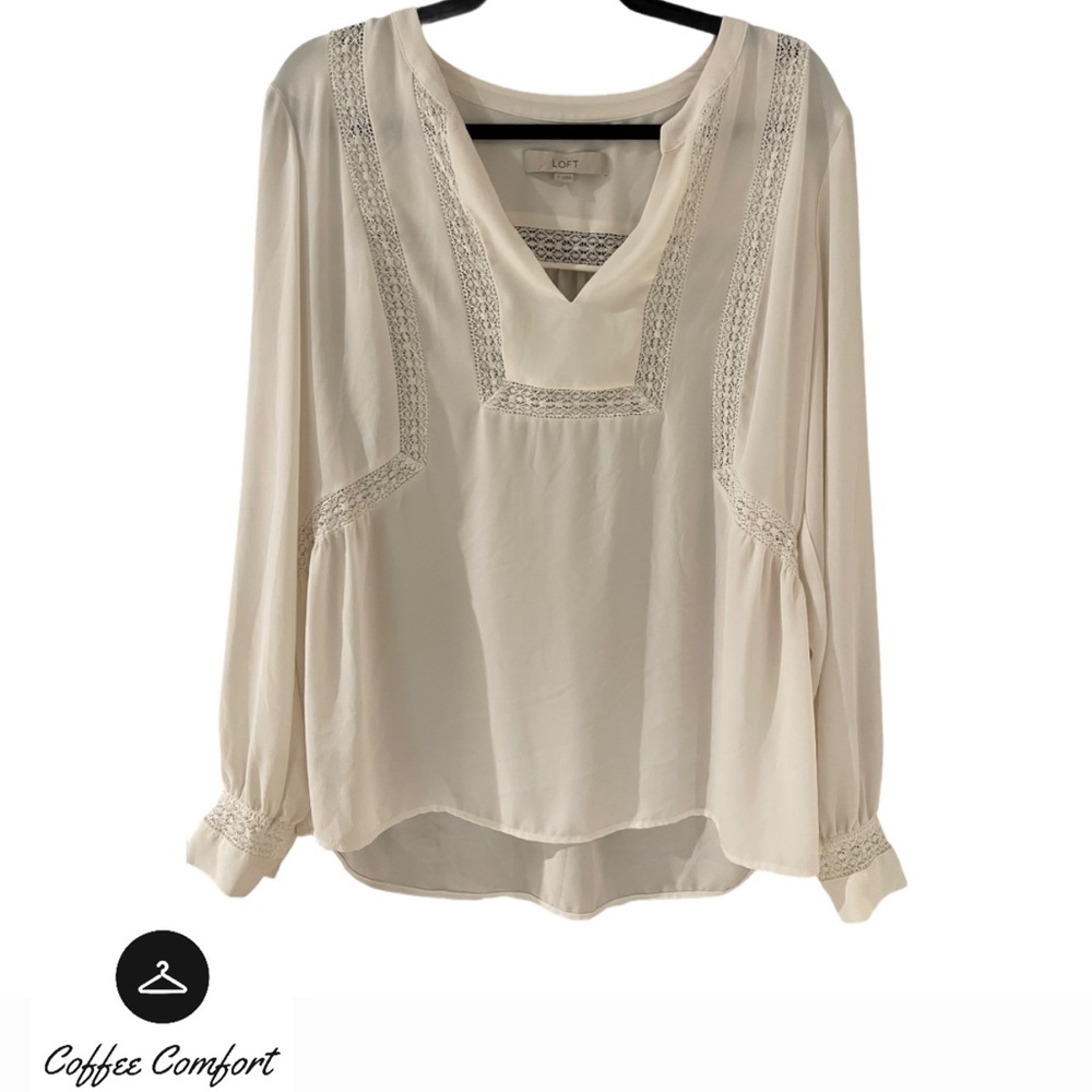 Ann Taylor Loft White Lace Top Medium